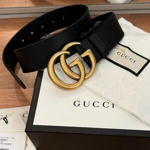 Gucci - GG Marmont Black Leather Belt